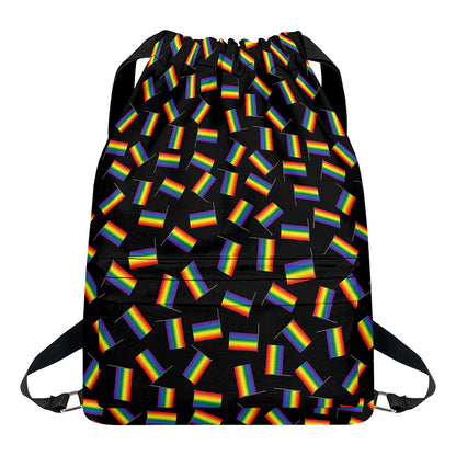LGBT Pride Rainbow Flag Pattern Print Drawstring Backpack