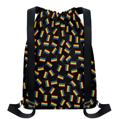 LGBT Pride Rainbow Flag Pattern Print Drawstring Backpack