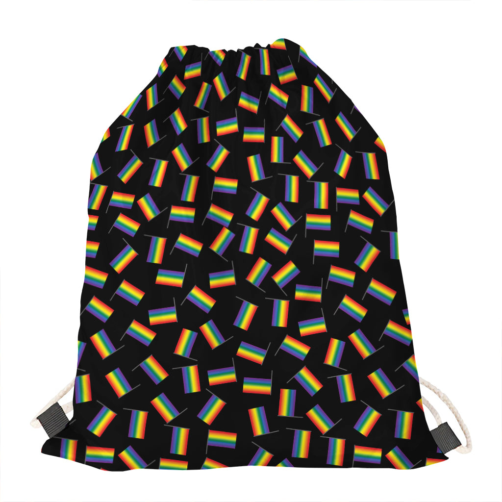 LGBT Pride Rainbow Flag Pattern Print Drawstring Bag