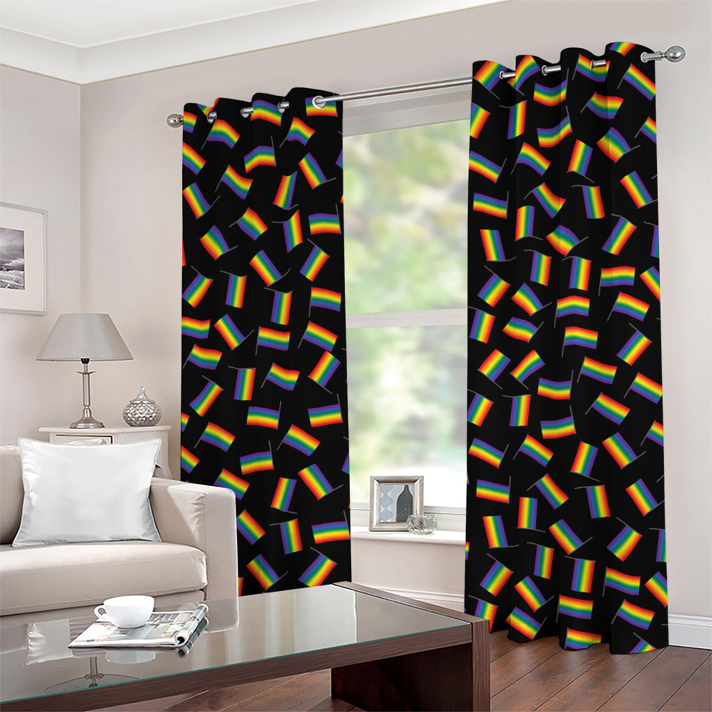 LGBT Pride Rainbow Flag Pattern Print Grommet Curtains