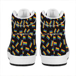 LGBT Pride Rainbow Flag Pattern Print High Top Leather Sneakers