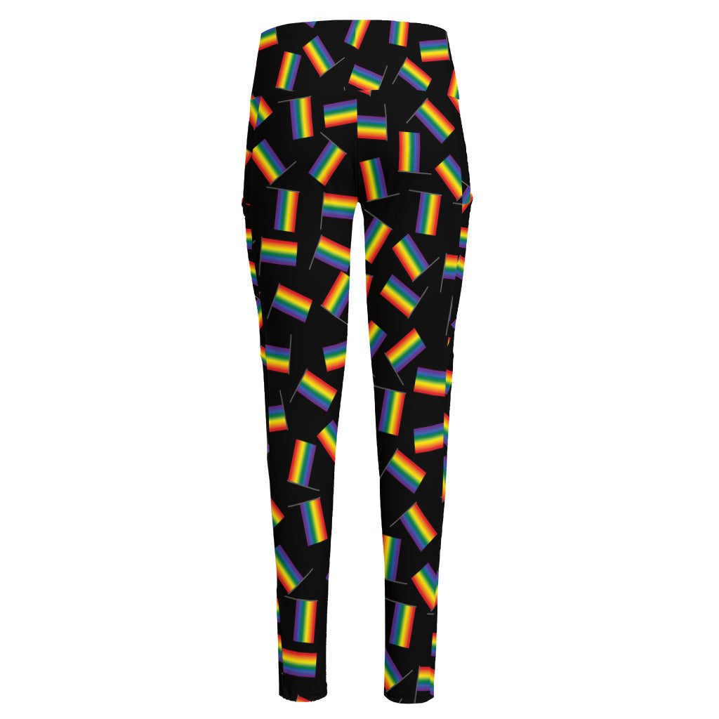 LGBT Pride Rainbow Flag Pattern Print High-Waisted Pocket Leggings
