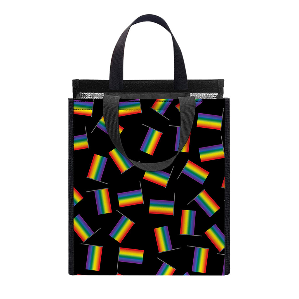 LGBT Pride Rainbow Flag Pattern Print Insulated Lunch Tote
