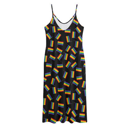 LGBT Pride Rainbow Flag Pattern Print Jersey Midi Cami Dress