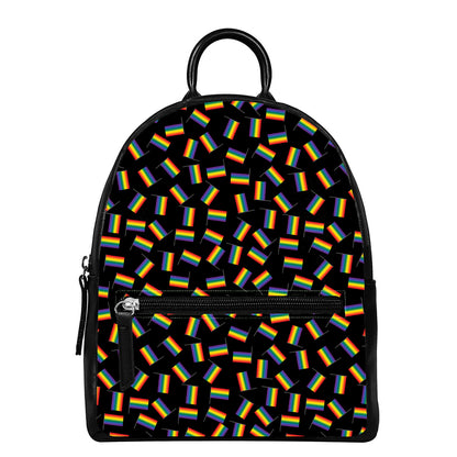 LGBT Pride Rainbow Flag Pattern Print Leather Backpack