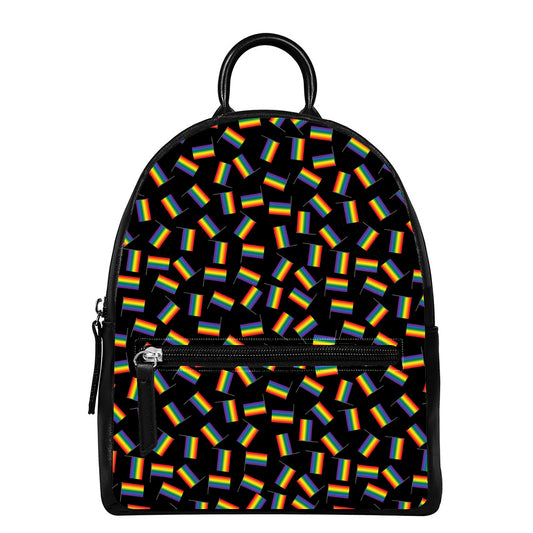 LGBT Pride Rainbow Flag Pattern Print Leather Backpack