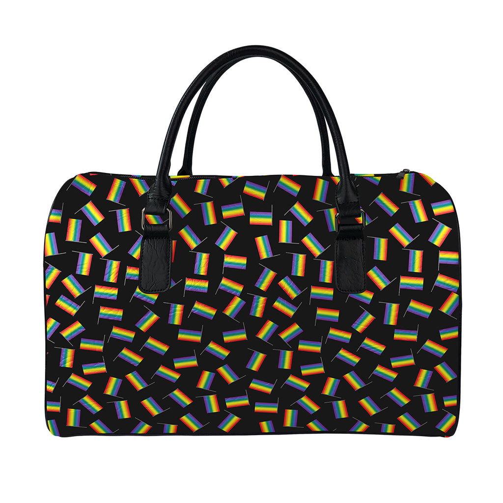 LGBT Pride Rainbow Flag Pattern Print Leather Duffle Bag