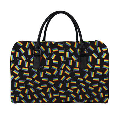 LGBT Pride Rainbow Flag Pattern Print Leather Duffle Bag