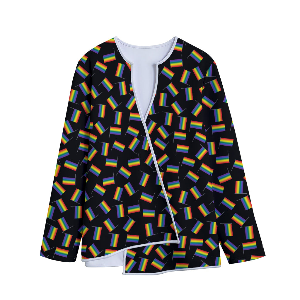 LGBT Pride Rainbow Flag Pattern Print Long Sleeve Short Coat