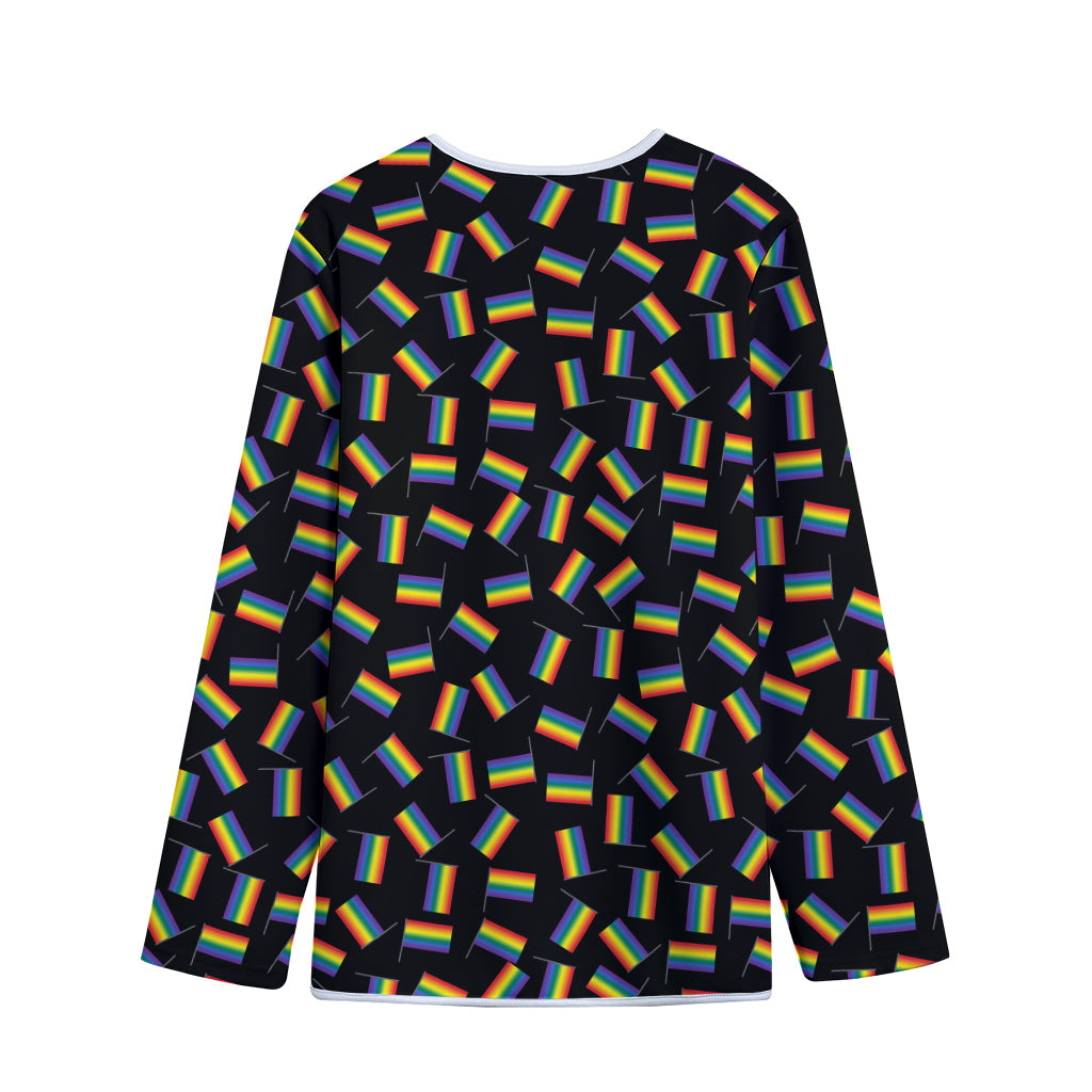 LGBT Pride Rainbow Flag Pattern Print Long Sleeve Short Coat
