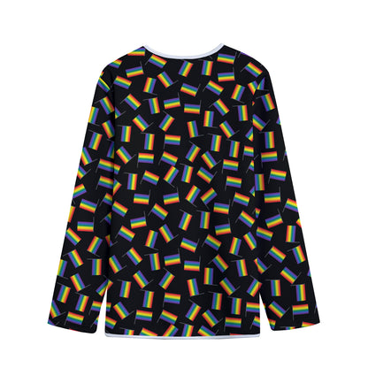 LGBT Pride Rainbow Flag Pattern Print Long Sleeve Short Coat