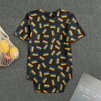 LGBT Pride Rainbow Flag Pattern Print Men's Bodysuit