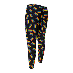 LGBT Pride Rainbow Flag Pattern Print Men's Compression Pants