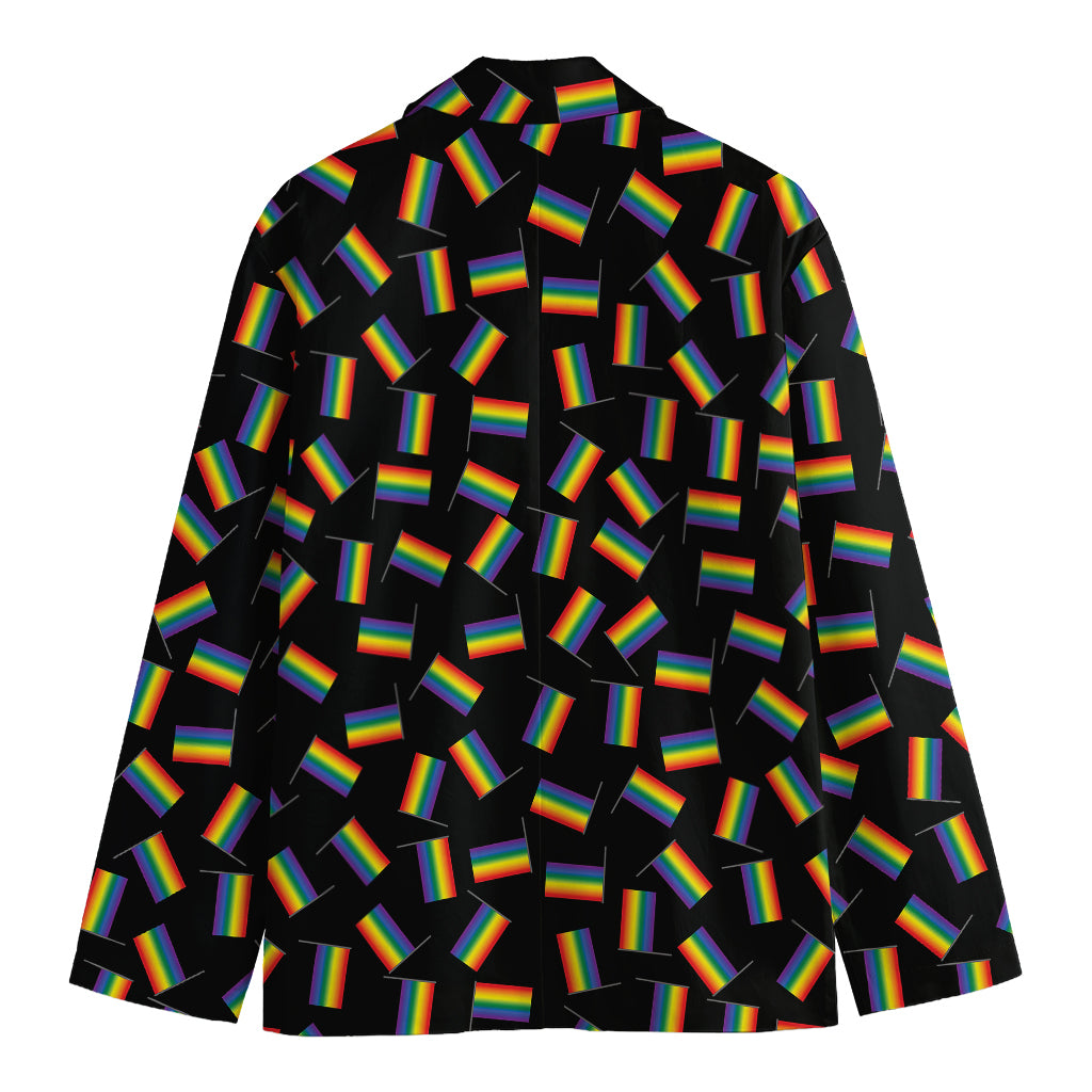 LGBT Pride Rainbow Flag Pattern Print Men's Cotton Blazer