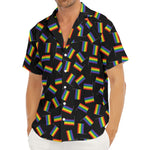 LGBT Pride Rainbow Flag Pattern Print Men's Deep V-Neck Shirt