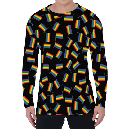 LGBT Pride Rainbow Flag Pattern Print Men's Long Sleeve T-Shirt