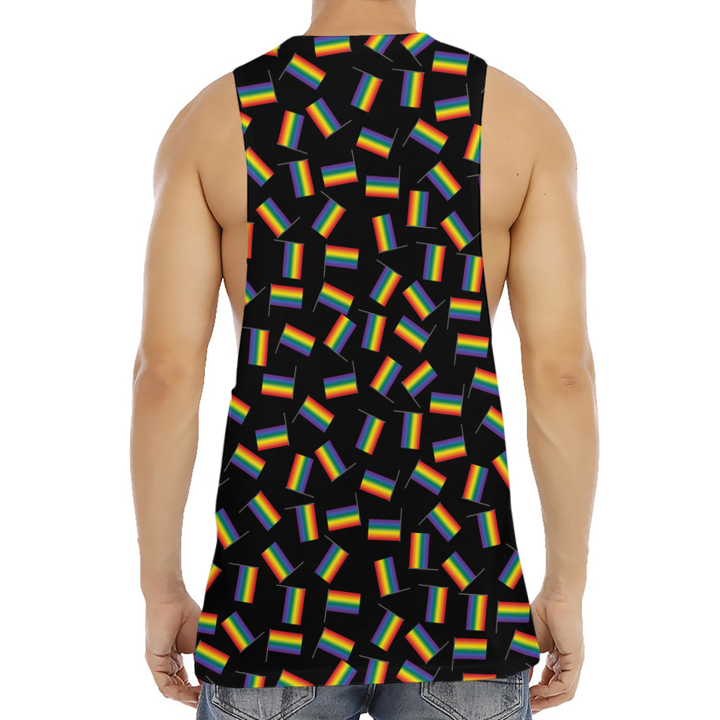 LGBT Pride Rainbow Flag Pattern Print Men's Muscle Tank Top
