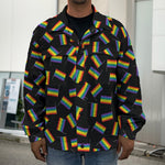 LGBT Pride Rainbow Flag Pattern Print Men's Shirt Jacket