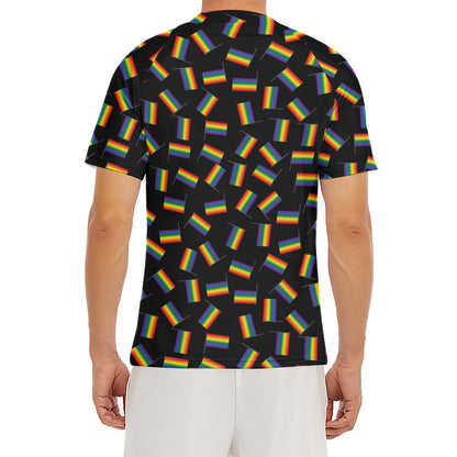 LGBT Pride Rainbow Flag Pattern Print Men's Short Sleeve Rash Guard