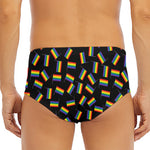 LGBT Pride Rainbow Flag Pattern Print Men's Triangle Swim Briefs