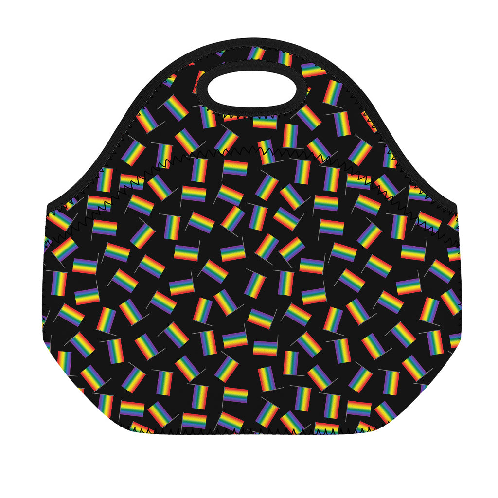 LGBT Pride Rainbow Flag Pattern Print Neoprene Lunch Bag