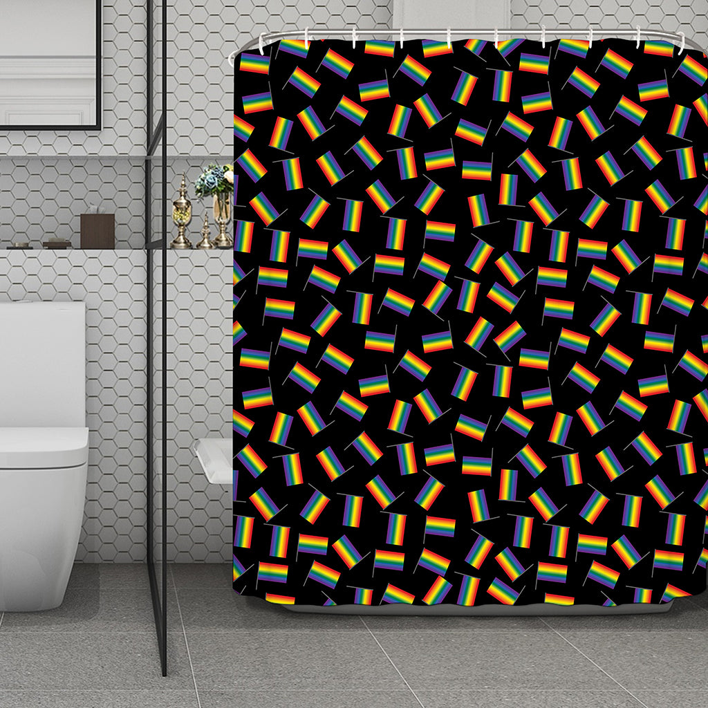 LGBT Pride Rainbow Flag Pattern Print Polyester Shower Curtain