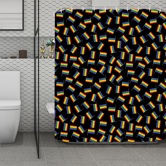 LGBT Pride Rainbow Flag Pattern Print Polyester Shower Curtain