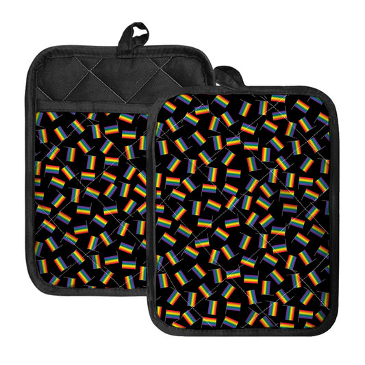 LGBT Pride Rainbow Flag Pattern Print Pot Holders With Pocket