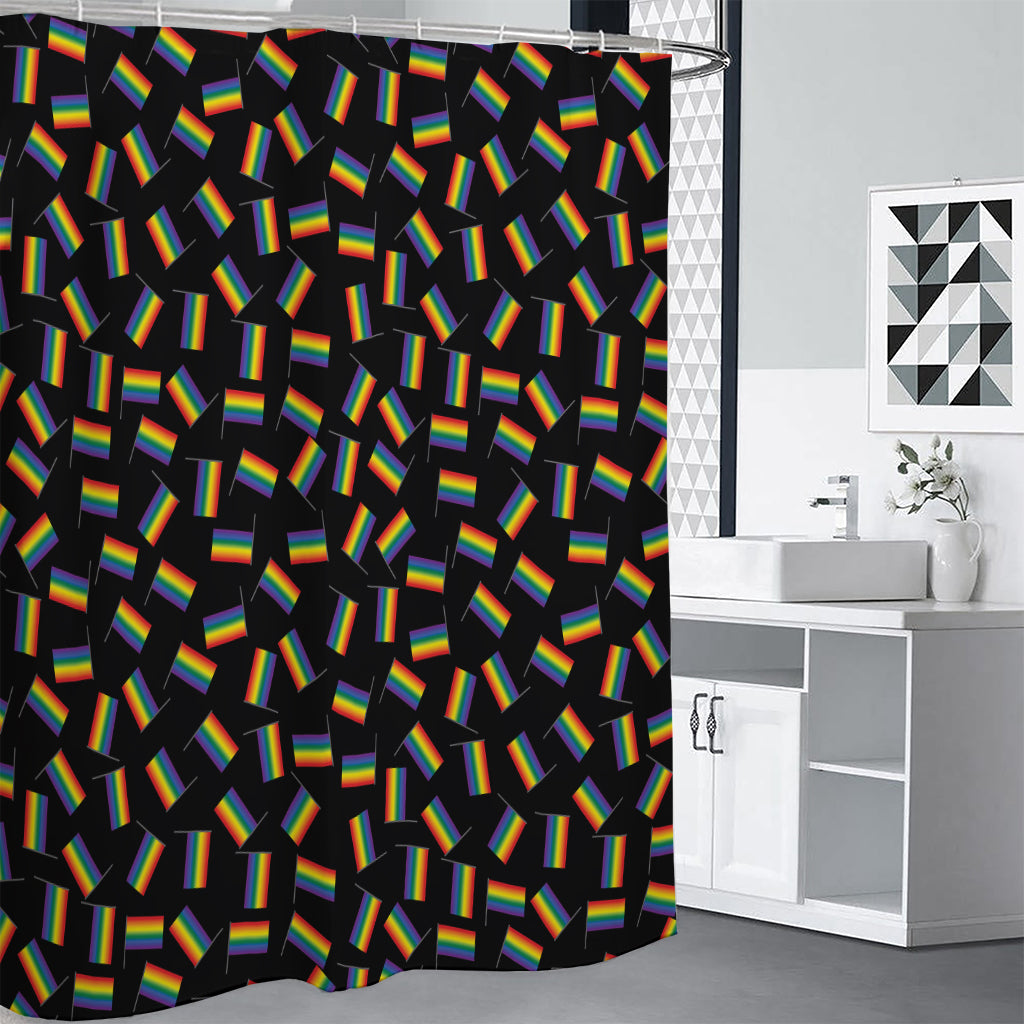 LGBT Pride Rainbow Flag Pattern Print Premium Shower Curtain