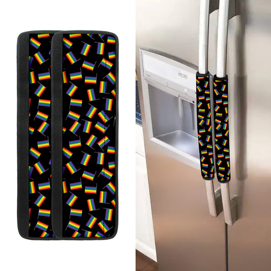 LGBT Pride Rainbow Flag Pattern Print Refrigerator Handle Covers