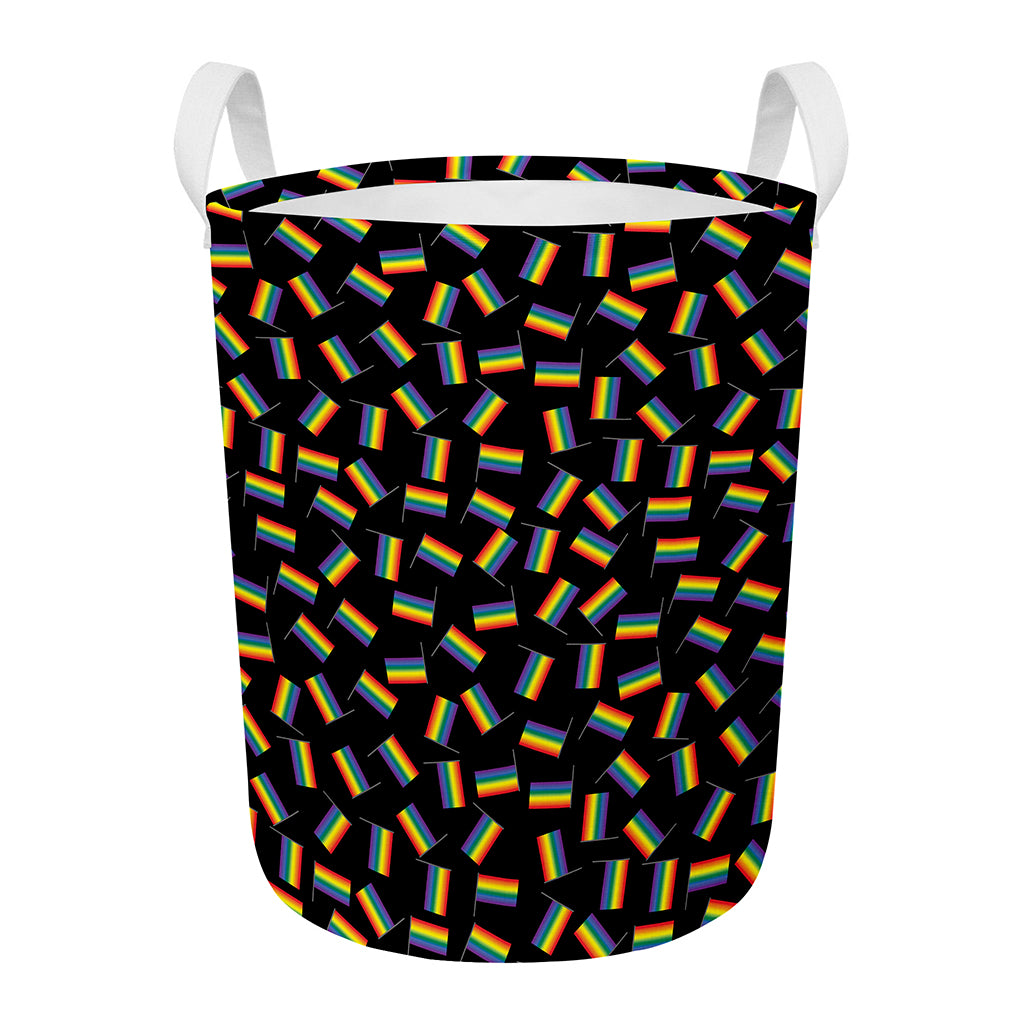 LGBT Pride Rainbow Flag Pattern Print Round Laundry Basket