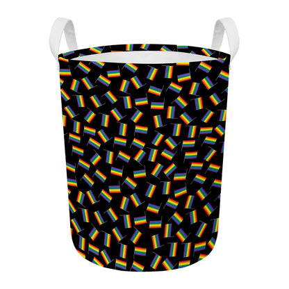 LGBT Pride Rainbow Flag Pattern Print Round Laundry Basket