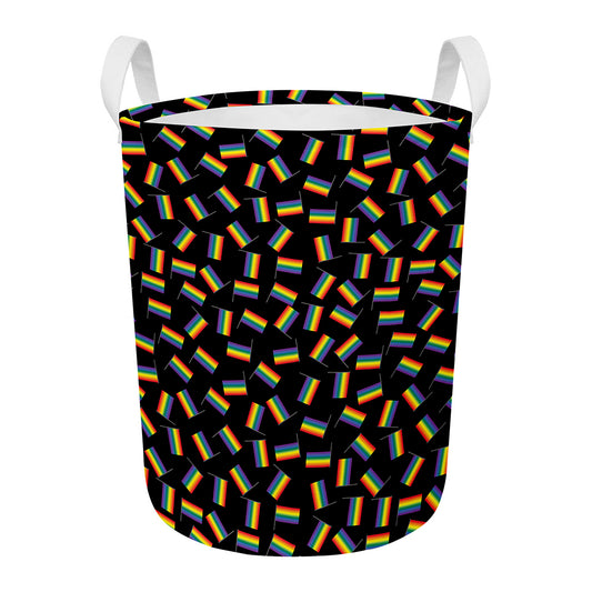 LGBT Pride Rainbow Flag Pattern Print Round Laundry Basket