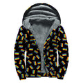 LGBT Pride Rainbow Flag Pattern Print Sherpa Lined Zip Up Hoodie