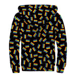 LGBT Pride Rainbow Flag Pattern Print Sherpa Lined Zip Up Hoodie