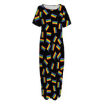 LGBT Pride Rainbow Flag Pattern Print Short Sleeve Long Nightdress