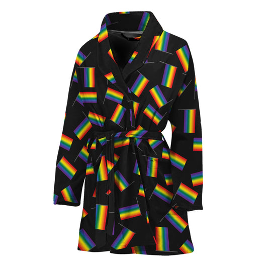 LGBT Pride Rainbow Flag Pattern Print Women's Bathrobe