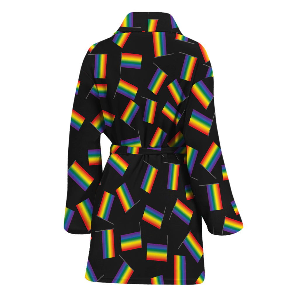 LGBT Pride Rainbow Flag Pattern Print Women's Bathrobe