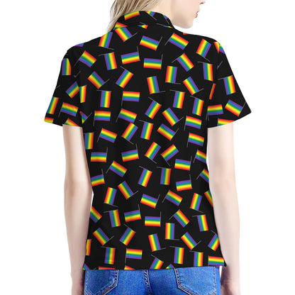 LGBT Pride Rainbow Flag Pattern Print Women's Polo Shirt