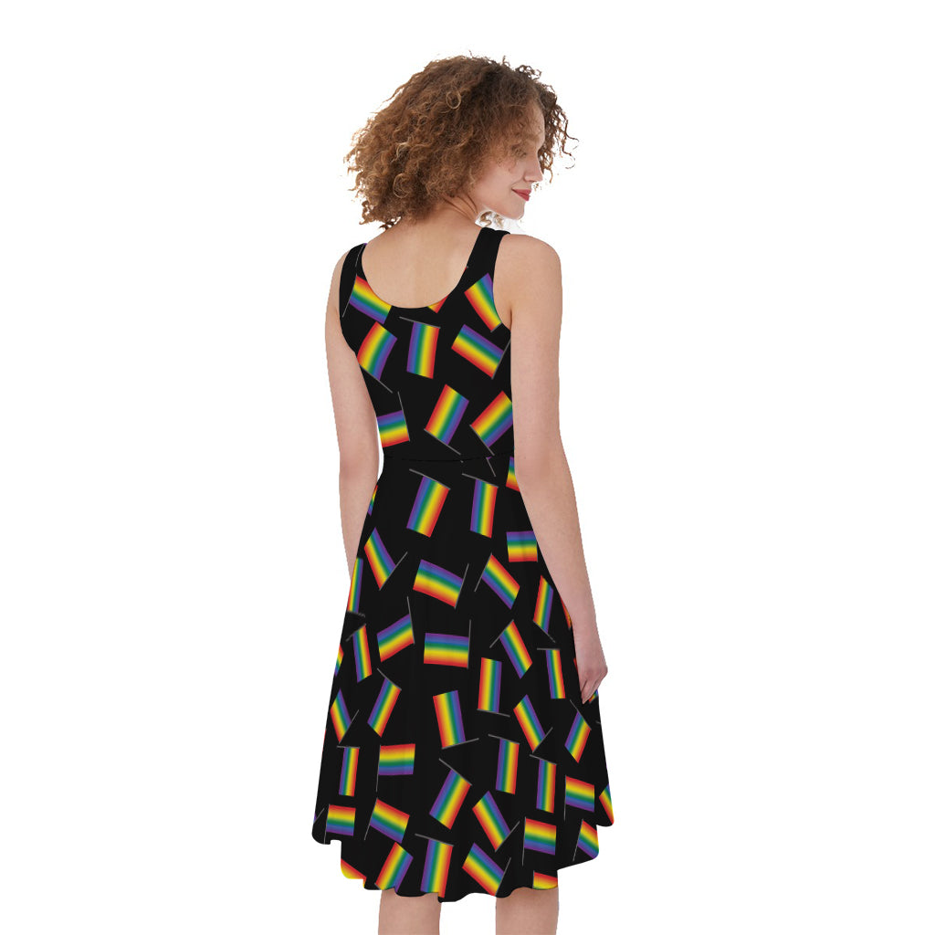 LGBT Pride Rainbow Flag Pattern Print Women's Sleeveless Dress