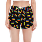 LGBT Pride Rainbow Flag Pattern Print Women's Split Running Shorts