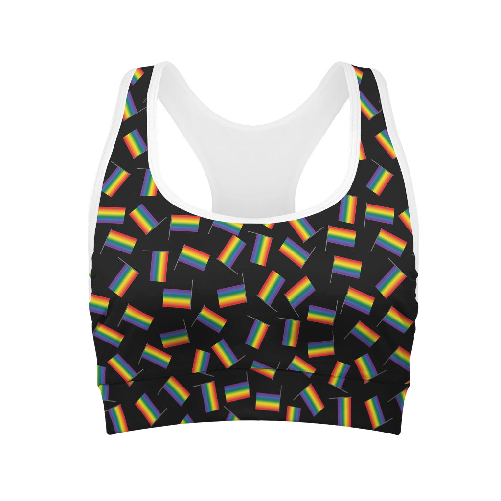 LGBT Pride Rainbow Flag Pattern Print Women's Sports Bra