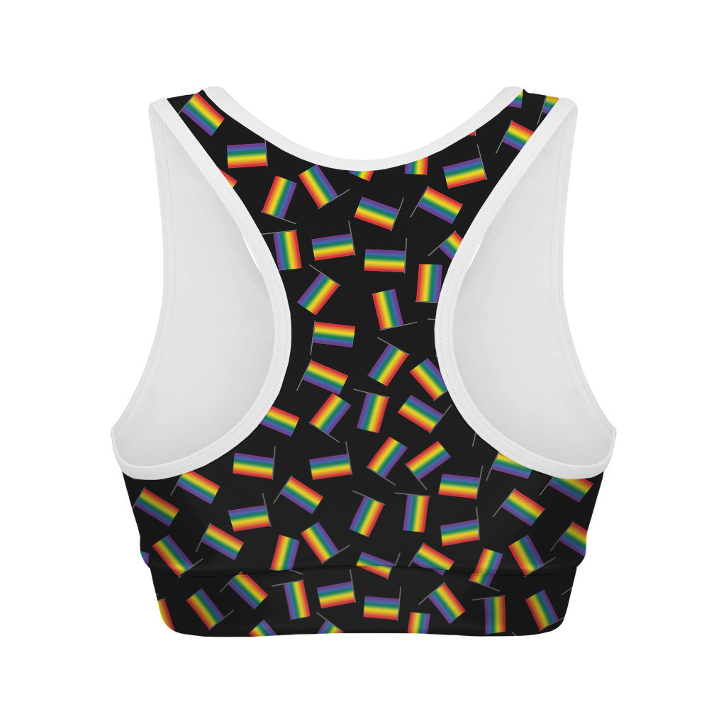 LGBT Pride Rainbow Flag Pattern Print Women's Sports Bra