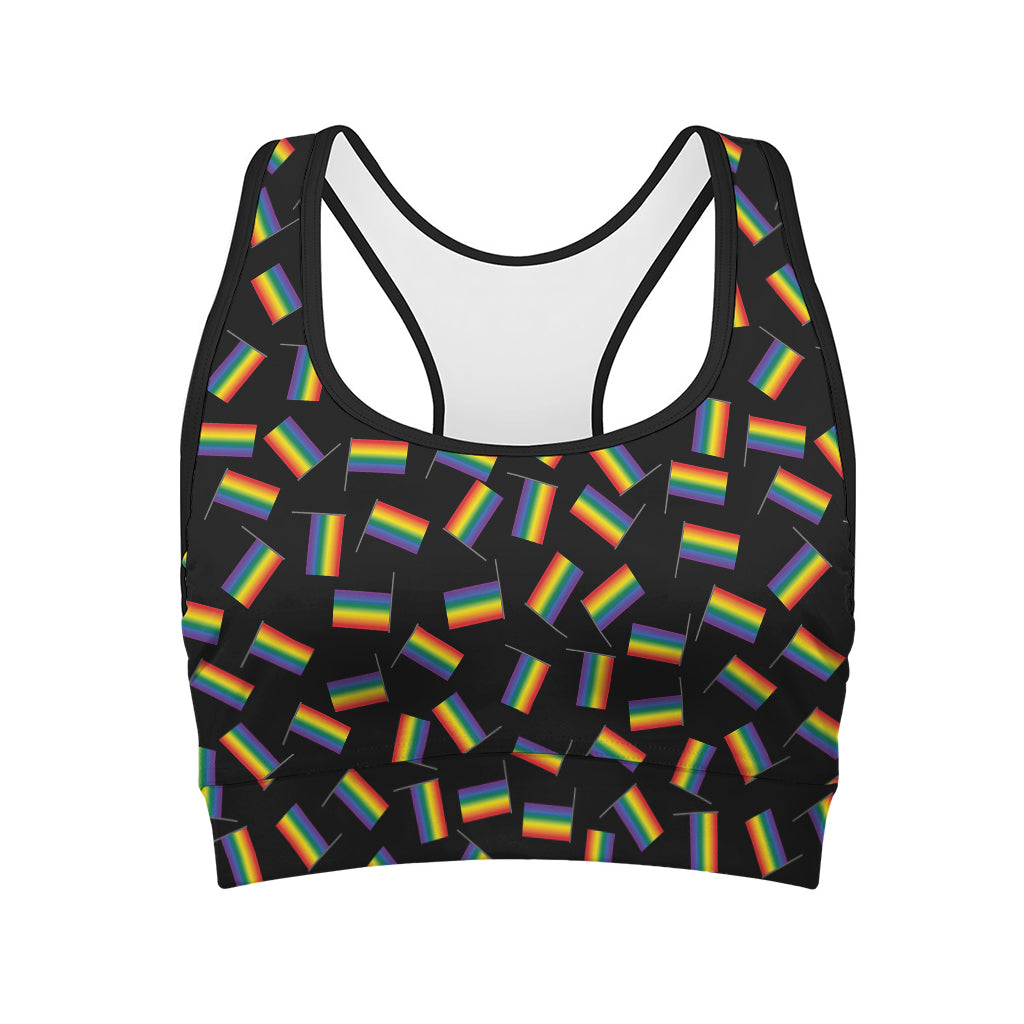 LGBT Pride Rainbow Flag Pattern Print Women's Sports Bra