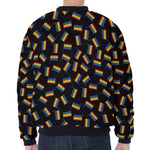 LGBT Pride Rainbow Flag Pattern Print Zip Sleeve Bomber Jacket