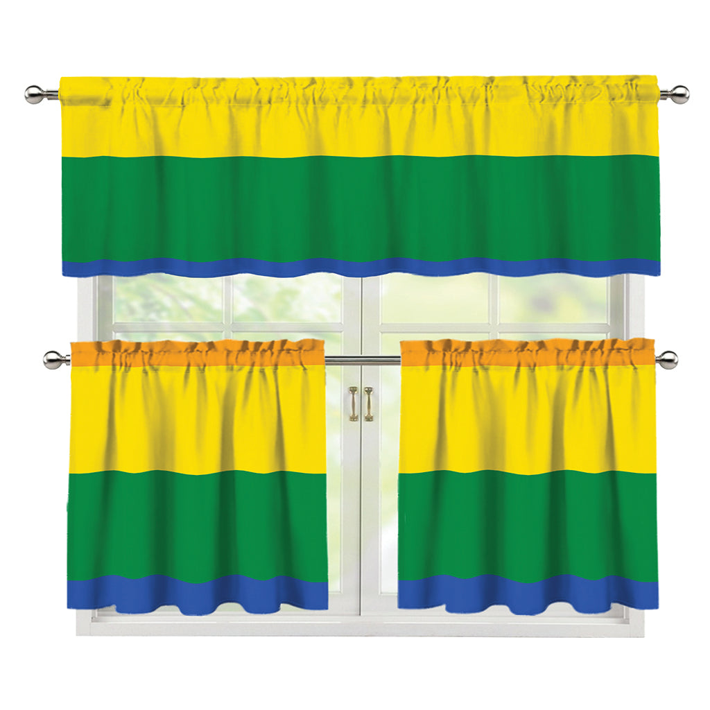 LGBT Pride Rainbow Flag Print 3 Piece Kitchen Curtains