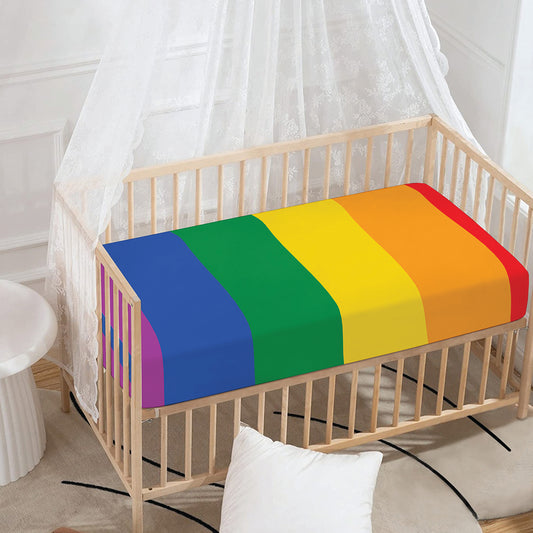 LGBT Pride Rainbow Flag Print Baby Crib Sheet