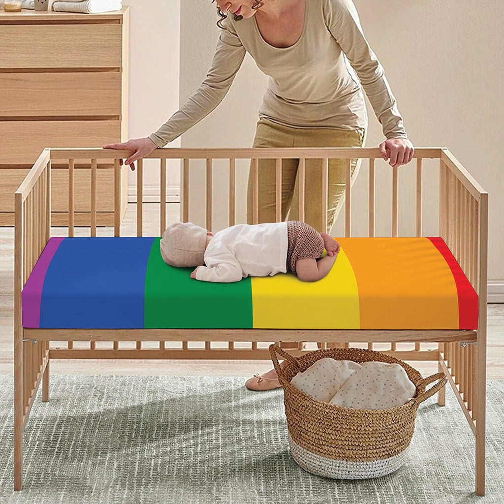LGBT Pride Rainbow Flag Print Baby Crib Sheet