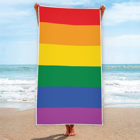 LGBT Pride Rainbow Flag Print Beach Towel