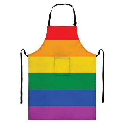 LGBT Pride Rainbow Flag Print Bib Apron With Pocket